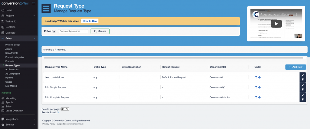 ManageRT-Setup-Request-Types-ConversionControl-massimizzazione-unione-marketing-vendite